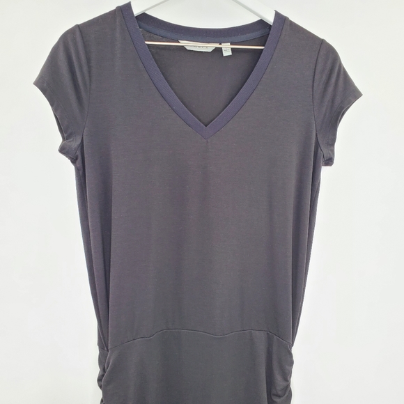 Athleta Black Topanga Rusched Shirt Dress V Neck Athleisure - Picture 2 of 6